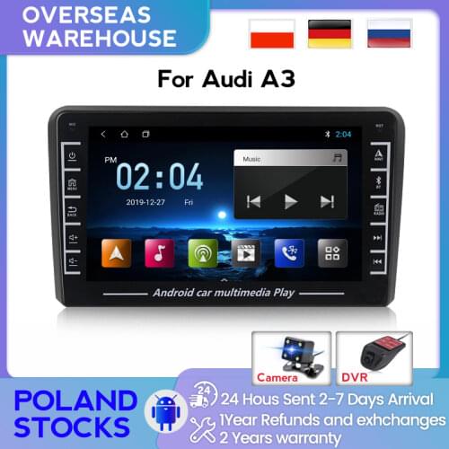 2.5D IPS Screen Android Car DVD Player GPS For Audi A3 Radio Stereo GPS Navigation Wifi Bluetooth 1080P Video ADAS DVR Carplay