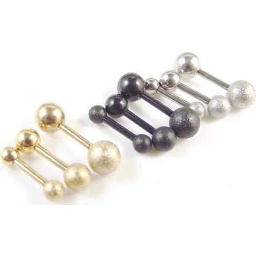 2 Piece 1.2mm 16G Gold Silver Black Polished Ear Piercing Tragus Barbell Earring Cartilage Piercing Helix Jewelry Women