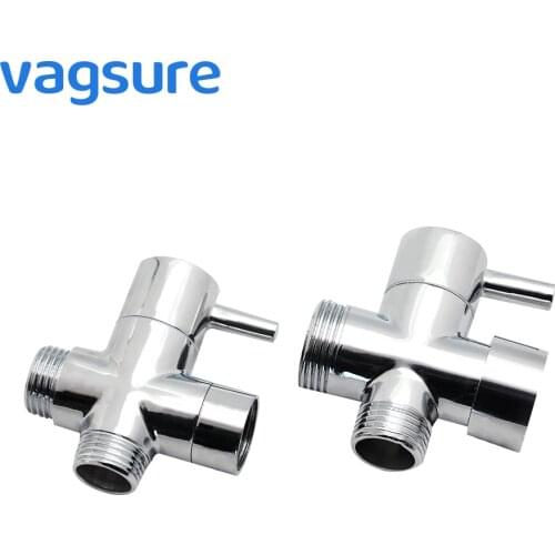 3 Way Brass Chrome Faucet Bidet Shower Diverter Shower Head Arm Diverter T Connector 2 Functions Faucet Valve for Shower Mixer
