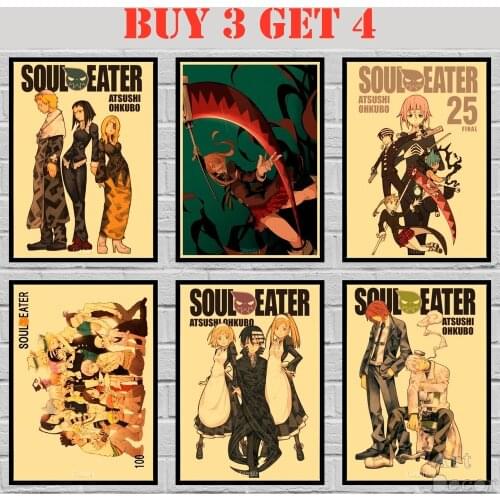 50 Designs Anime SOUL Eater Kraft paper Poster Artwork Painting Abstract Fancy Wall Sticker 42X30cm