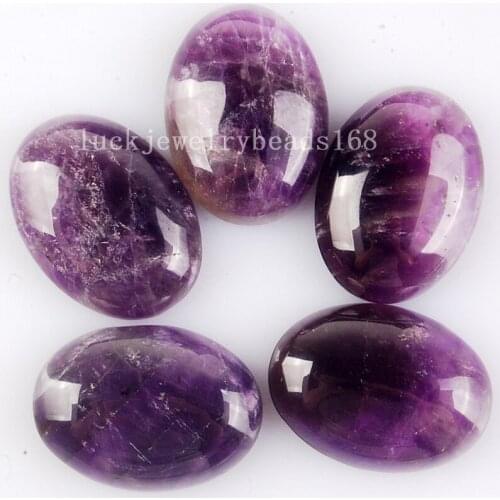 Free Shipping Women Fashion 22x30mm Beautiful Natural Purple Crystal Oval Cabochon CAB Wholesale 5pcs C4292