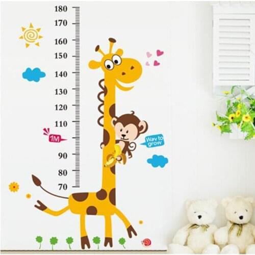 Cartoon Giraffe Measurement Height Stickers Quality PVC Wall Sticker For Kids Room Decor Kindergarten Porch Height Decals 1PC