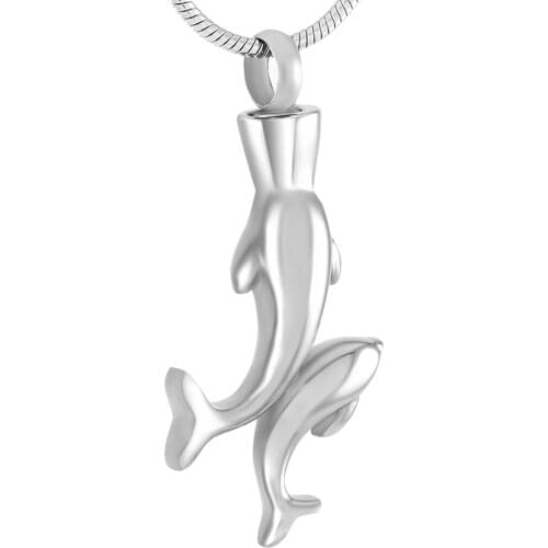 CMJ9271 Two Jumping Dolphins Together Unique Ash Holder Pendant Necklace Cremation Jewelry Urns Lockets