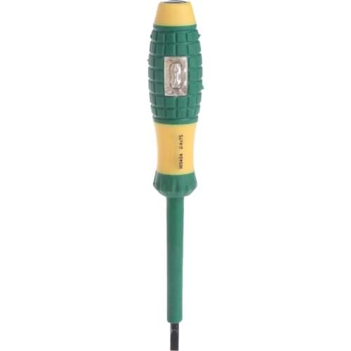 OOTDTY Yellow Green Electrical Tester Pen 220V Screwdriver Power Detector Probe Industry Voltage Test Pen Diameter 4mm