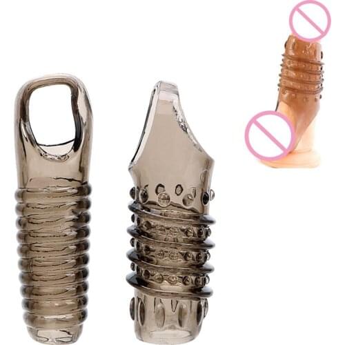 Crystal Penis Extender Sleeve Reusable Penis Ring Delay Ejaculation Enlargement Condom Adult Sex Toys For Men Cock Ring Penis