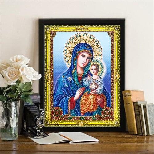Huacan Special Shaped Diamond Painting Religion icons 5D Diamond Embroidery Mosaic Home Decor 40x50cm Sale