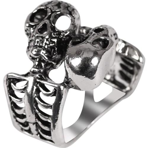 2020 Fashion Retro Gothic Mens Ring Domineering Black Skull Exaggerated Alloy Ring Mens Decorative Jewelry Gift