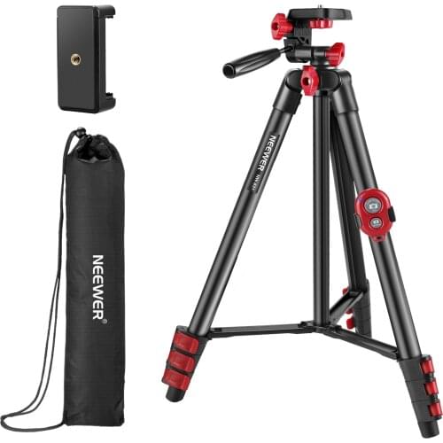 Neewer Tripod Kit, 54-Inch Travel Tripod with Phone Clamp For Smartphones, Ring Lights, Mirrorless Cameras, Max Load 6.6lb/3kg