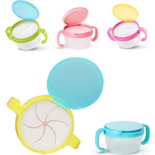 Baby Kids Plastic Snack Catcher Double Handle Snack Cup Jar Bowl Spill-Proof Biscuits Container Box Snacks Storage Box