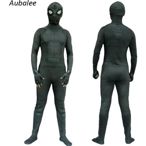 Adult Kids Spider Far From Home Stealth Man Suit 2020 New Halloween Costume Peter Parker Black Spider Cosplay Night Outfit