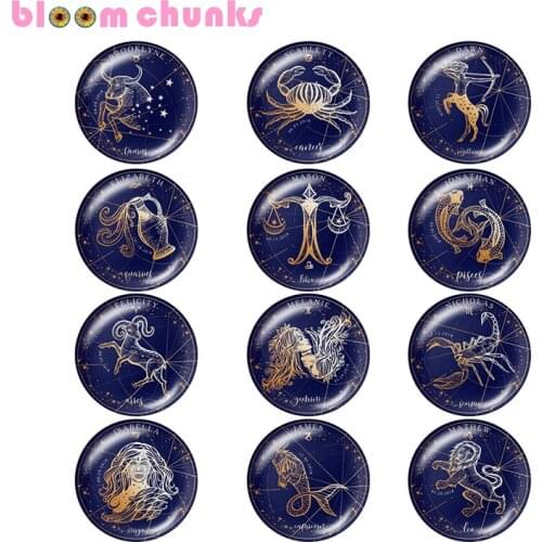 Birthstone Zodiac mixed 12mm/18mm/20mm/25mm Round photo glass cabochon demo flat back Making findings Z1861