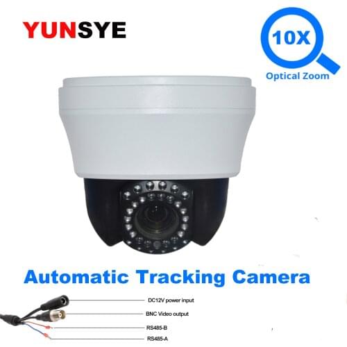 YUNSYE CCD 700TVL PTZ Dome Camera Automatic Track Dome Camera Speed Dome 10X Zoom PTZ Dome PTZ Camera Indoor CCTV Surveillance