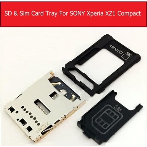 Single Daul Sim Card Slot Tray For Sony Xperia XZ1 Compact G8441 SIM Card Tray + SD Card Socket Reader Holder Repair Parts