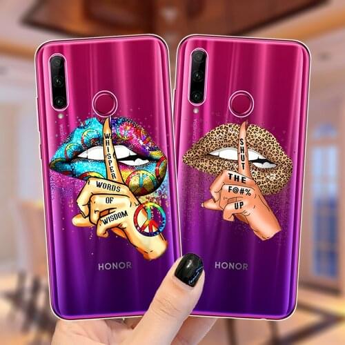 Fashion Funny Lips Leopard Kiss Case For Huawei Honor 50 SE 30 20 Lite Pro 10i 20i 30i 9X 8X 8C 10X Lite Soft Silicone Cover