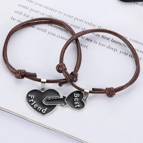 Fashion Best Friends Honey Love Couple Pendant Bracelet 2 Pcs/ Set Broken Heart BFF Good Friends Friendship Jewelry Gift