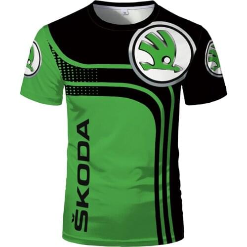 2021 Mens Car Logo Skoda Digital Print T-shirt Casual Fashion Harajuku High Quality Mens Peripheral Short Sleeve