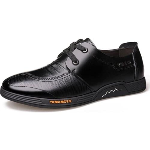 Pop New Spring Autumn Men Shoes Breathable Leather Lace-up Men Casual Shoes High Quality Flat Shoes for Men Leather Dress Shoes