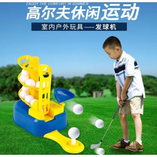 Indoor and outdoor golf ball serve childrens Golf ball machine semi-automatic white ball with stick set toy free shipping