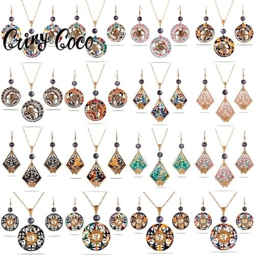 Cring Coco Summer Beach Jewelry Sets Fashion Acrylic Resin Turtle Plumeria Dangle Earrings Necklaces for Women Holiday Gifts New