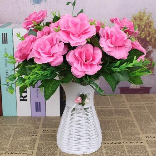 Cheap silk rose multi-color artificial flower bouquet high-quality plastic accessories household high-end wedding party living r