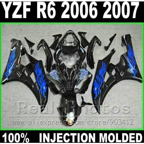 NEW for YAMAHA R6 fairing 2006 2007 Injection molding black blue flame 2006 2007 YZF R6 fairings