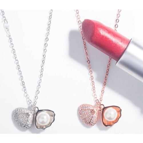 Sole Memory Natural Pearl Shell Cute Cool Sweet 925 Sterling Silver Clavicle Chain Female Necklace SNE522