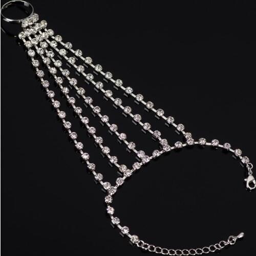 New Hand-woven Welding Chain Crystal Charm Bracelet jewelry Plating Gold Copper Rhinestone chain Bracelets women#B117