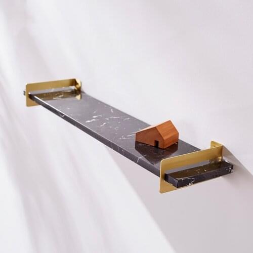 Luxury Laminate Floating Shelf 50/60cm Brass Marble Wall Rack Washbasin Storage Frame Mirror Front Shelf Bathroom Accessories