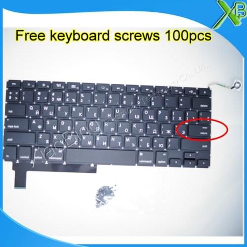 Brand New For MacBook Pro 15.4" A1286 Small Enter RS Russian keyboard+100pcs keyboard screws 2009-2012 Years