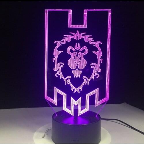 LED World of Warcraft 3D Lamp The Alliance Tribal Signs Over Watch Remote Control Night Light USB Table Lamp Childrens Gift