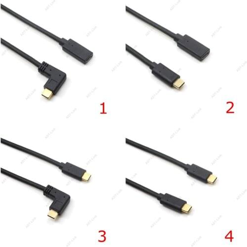 0.3M 0.6M 1M 1.8M USB Type C Extension Cable USB 3.1 Angled Data Cable USB-C Male to Female male Extending Wire Extender Cord