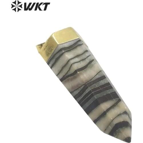 WT-P1565 Wholesale Gold Metal Top Stone Pendant Hexagonal Spirit Point Pendant Pendant For Necklace Making