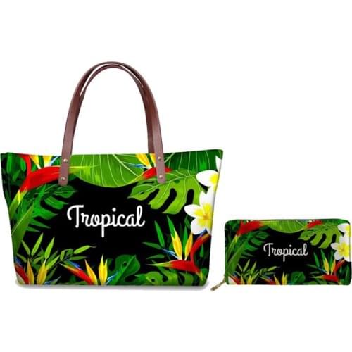 NOISYDESIGNS Womens Handbags Tropical Leaves Printing Leather Purse Ladies Top-handle Bags for Women 2018 Fashion Shoulder Bags