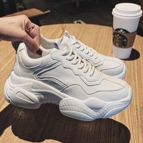 Women Chunky Sneakers Fashion Solid Color Platform Shoes Lace Up Breathable Mesh Vulcanize Shoes Women Casual ShoesSRT