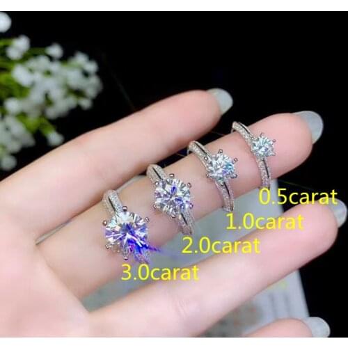 KJJEAXCMY boutique jewelry 925 sterling silver inlaid Mosang diamond 0.5-3.0 carat gemstone female ring support detection new