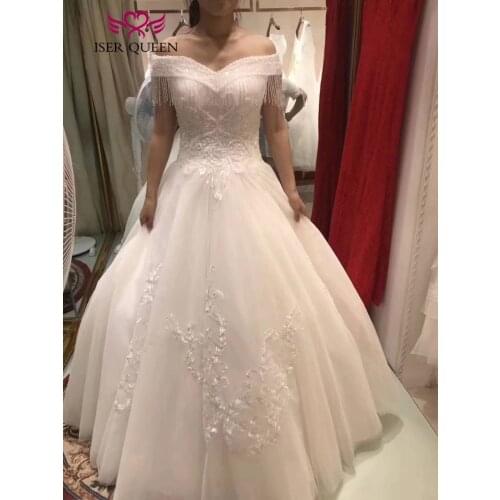 Cap Sleeve Beading Tassel Fashion Wedding Gowns lace Appliques Sequin Crystal Beading Wedding Dress WX0167