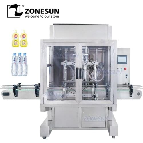 ZONESUN ZS-SV4G Automatic Paste Filling Machine Honey Cream Quantitative Servo Motor Liquid Water Bottle Filler 4 Nozzles