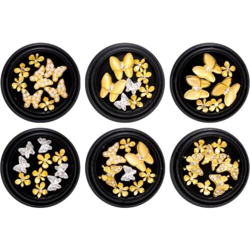1 Box Glass Crystal Rhinestones Nail Art Butterfly Flower Style Clothes Shoes Phones Jewelry Bags DIY Shiny Gems C1FF