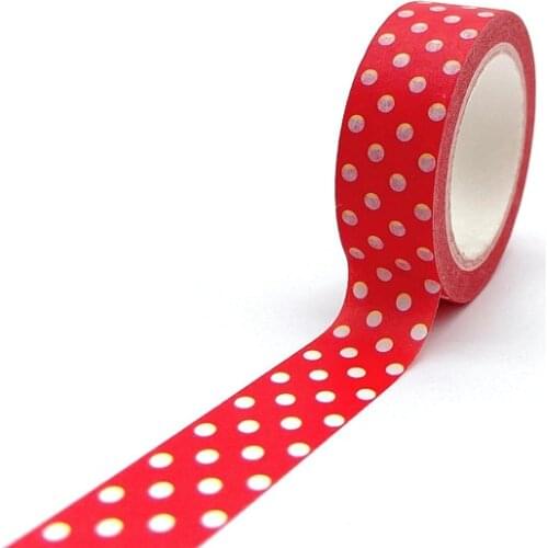 10pcs/lot 15MM*10M White Dot Red Washi Tape Japanese Paper DIY Planner Masking Tape Decorative Stationery