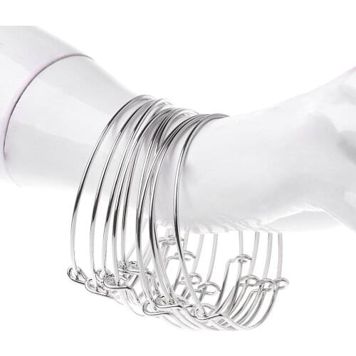 10Pcs Womens Silvery Adjustable Wire Wrapped Expandable Bangle Wrist Bracelet #Y51