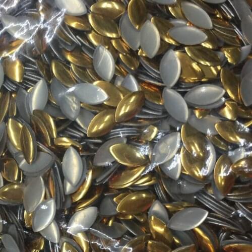 1440pcs /10gross 4*8mm Gold Hot Fix Studs Oval Shape Iron On Glue on Hotfix Rhinestuds For DIY Garment Nail Art Accessories