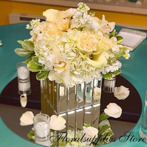 15PCS 30 Cm Diameter 3mm Thickness Mirror Plate Wedding Tray Acrylic Round Mirror Candle Plate for Centerpiece
