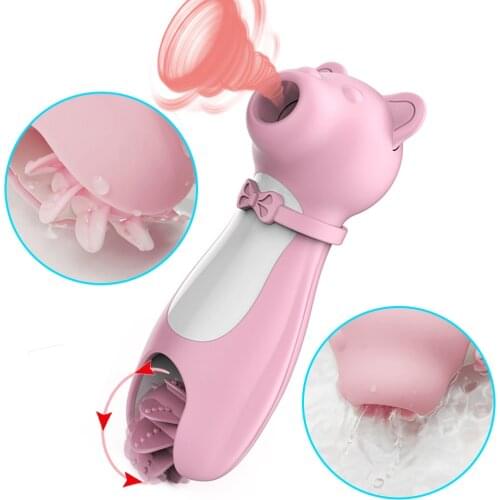 2 in 1 Sucking Licking Vibrator Clitoris Stimulator Nipple Sucking Rotating Tongue Licking Female Masturbation SexToys For Women