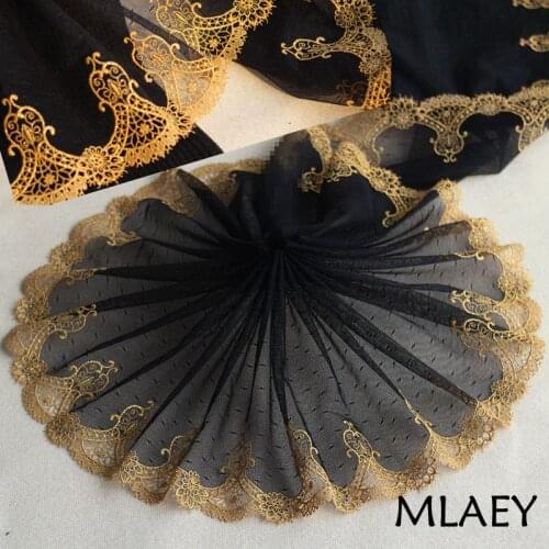 2Yards golden Exquisite Embroidered Flower Lace Trim High Quality Lace Fabric DIY Craft&Sewing Dress Clothing Accessories