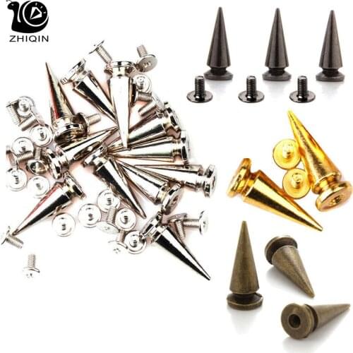 50pcs 10*25mm Tree Spikes Studs Punk Spike Zinc Alloy Leathercraft Ornament Rivet Screwback Spots DIY Suit for Belt Shoes Hat