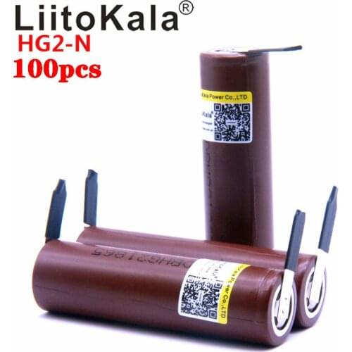 100pcs LiitoKala HG2 18650 3000mah High power discharge Rechargeable battery power high discharge,30A large current+DIY nicke