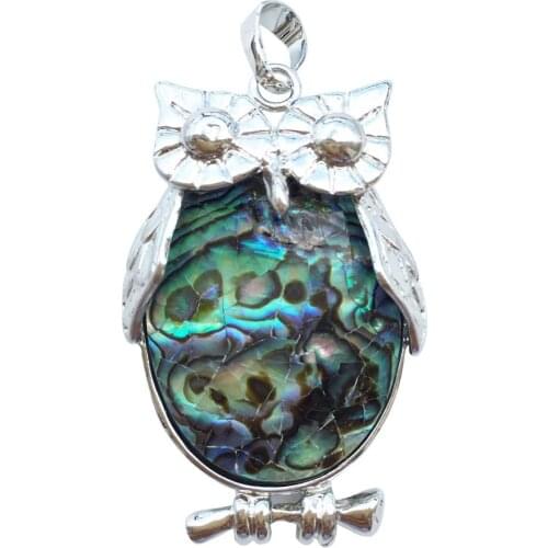 Free Shipping Fashion Jewelry Beautiful New Zealand Abalone Shell Owl Pendant Bead 1pcs C7851