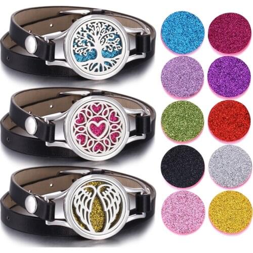 Aromatherapy Jewelry Bracelets Tree Wings Love Essential Oil Diffuser Locket Bracelet Multilayer Leather Bracelet Drop Shipping