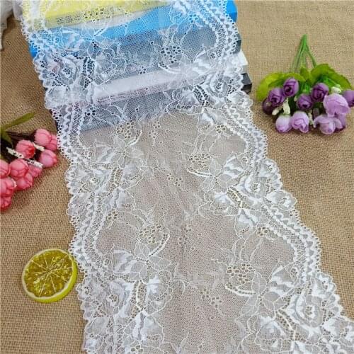 23.5CM Width E3034 White Soft Stretch Spandex Colorful Lace DIY For Clothing Underwear Accessories Wedding Decoration