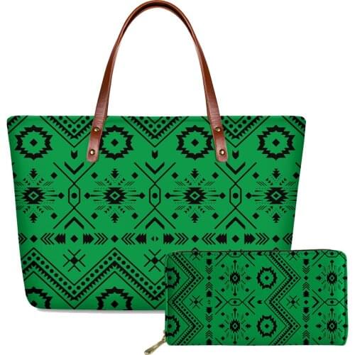 ELVISWORDS Polynesian Printed Shoulder Bags For Women luxury Handbags&Wallet Set Lady Top-Handle Bag Casual Tote Bolsa Feminina
